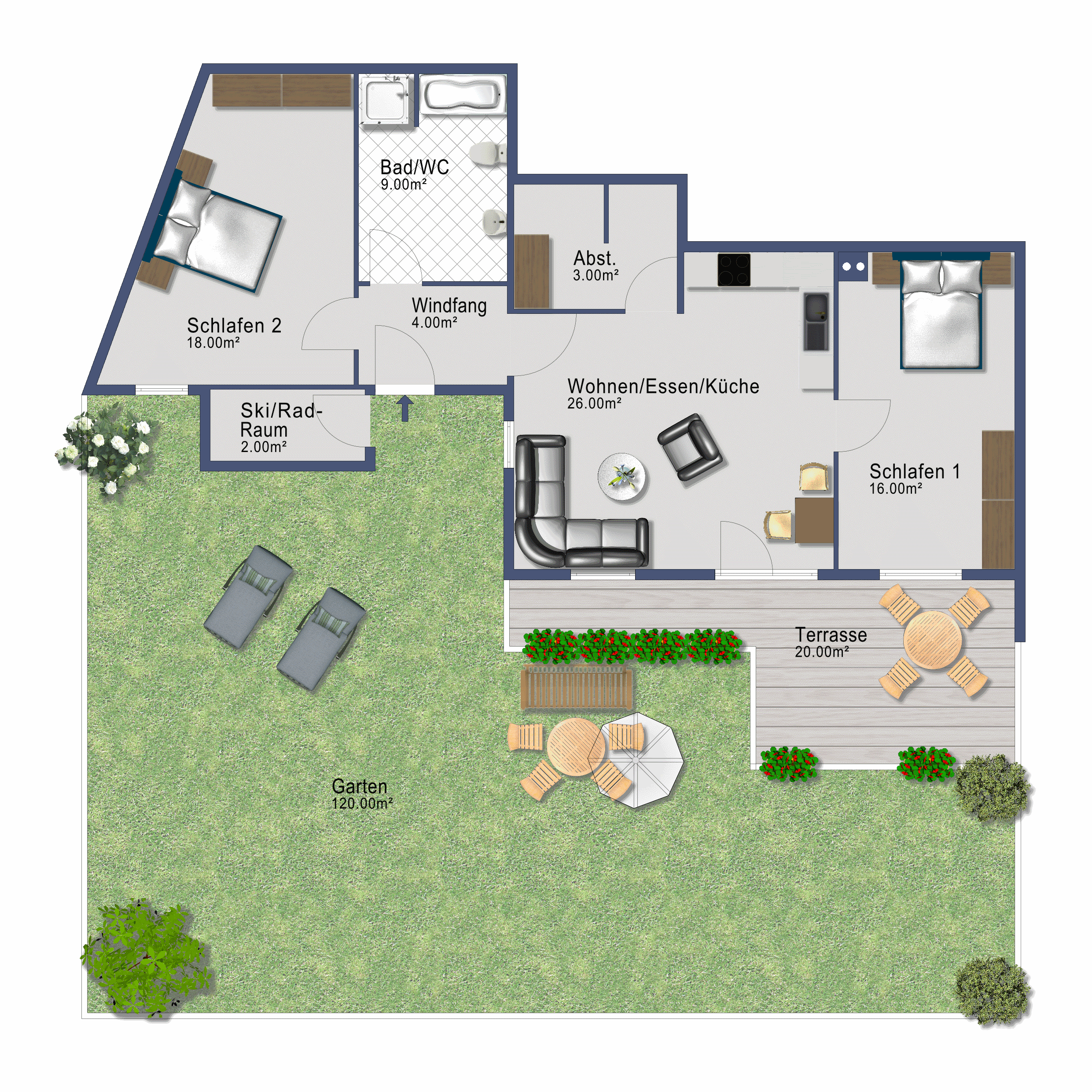 Grundrissplan der Ferienwohnung